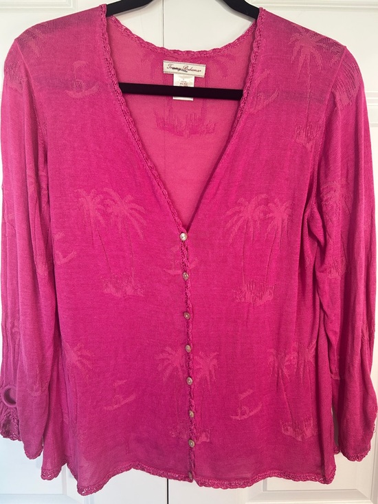 Tommy Bahama Sweaters - Tommy Bahama Hot Pink Palm Jacquard Button-Front Cardigan